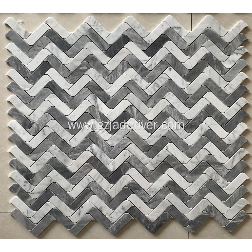 Grey and White Stone Mosaic Wall Cladding